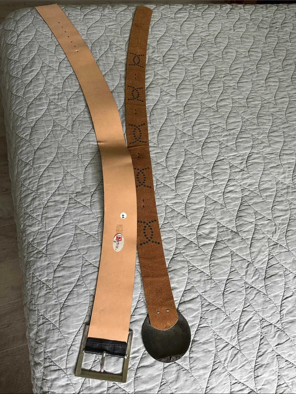 Set of Two Wide Fashion Belts - Black, Gold.